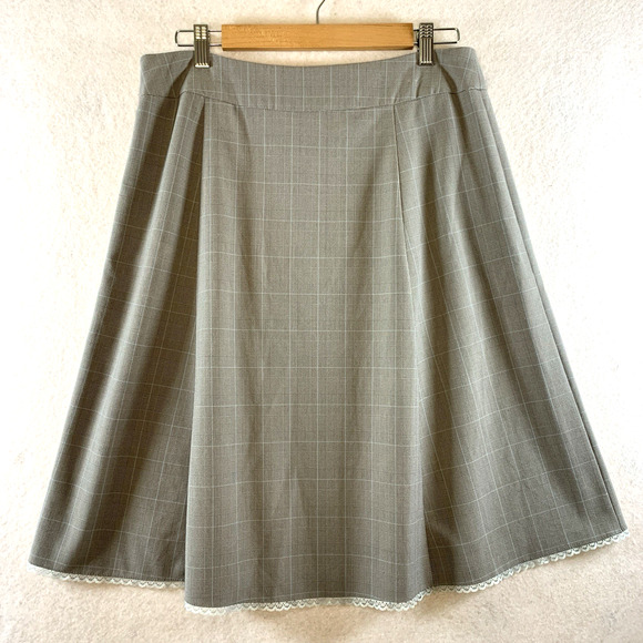 VTG Old‎ Navy Plaid Skirt Sz 8 Gray Light Academia Coquette Soft Girl Lace Trim - Picture 5 of 12
